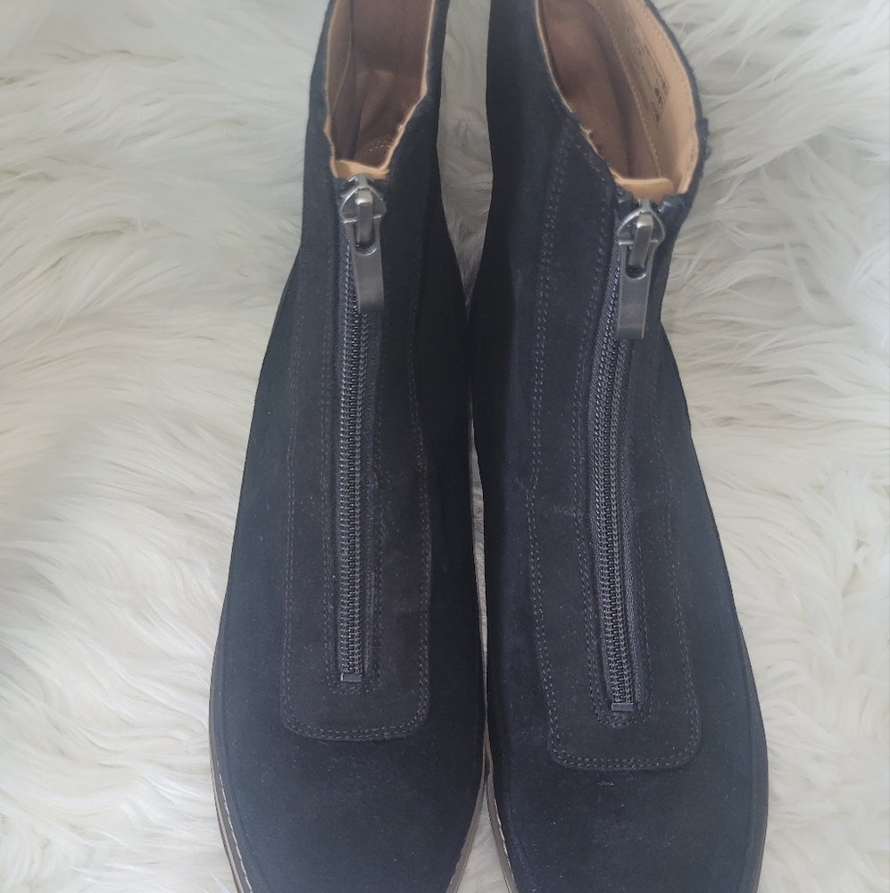 Black Suede Ankle Boots with Zipper Closure